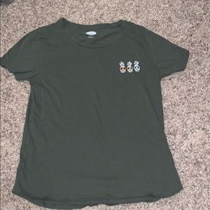 army green shirt with pineapples